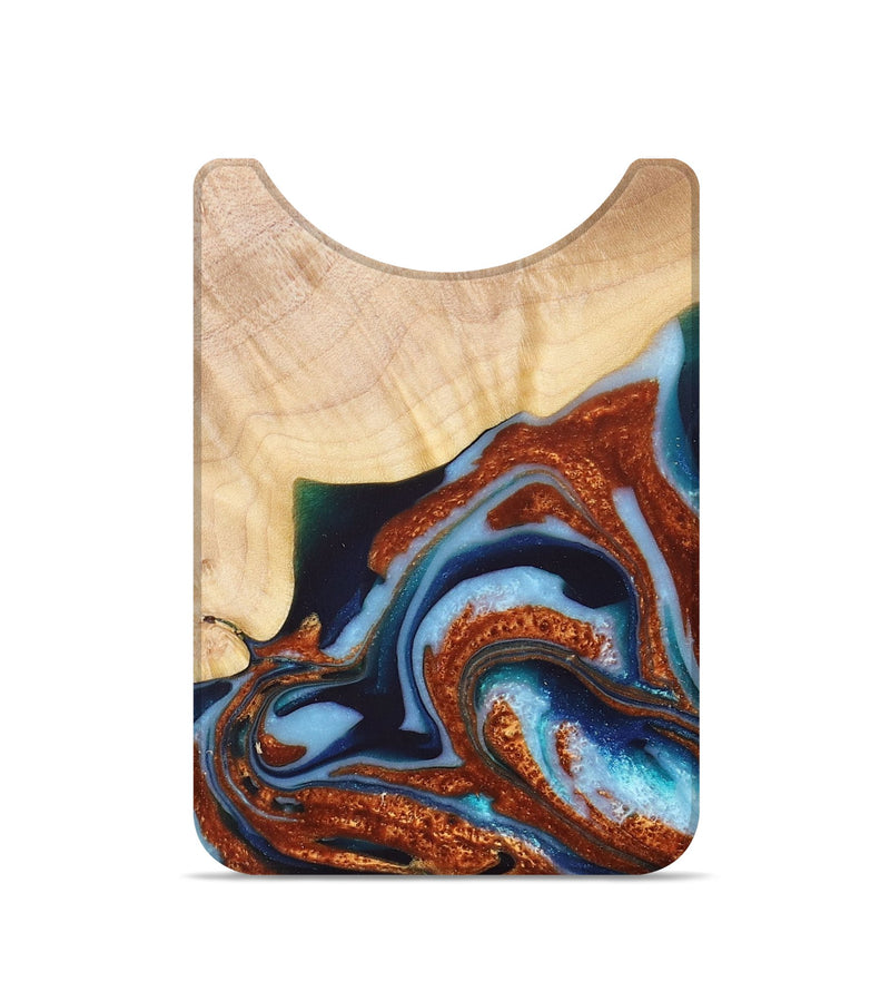 Live Edge Wood+Resin Wallet - Rowan (Teal & Gold, 680144)