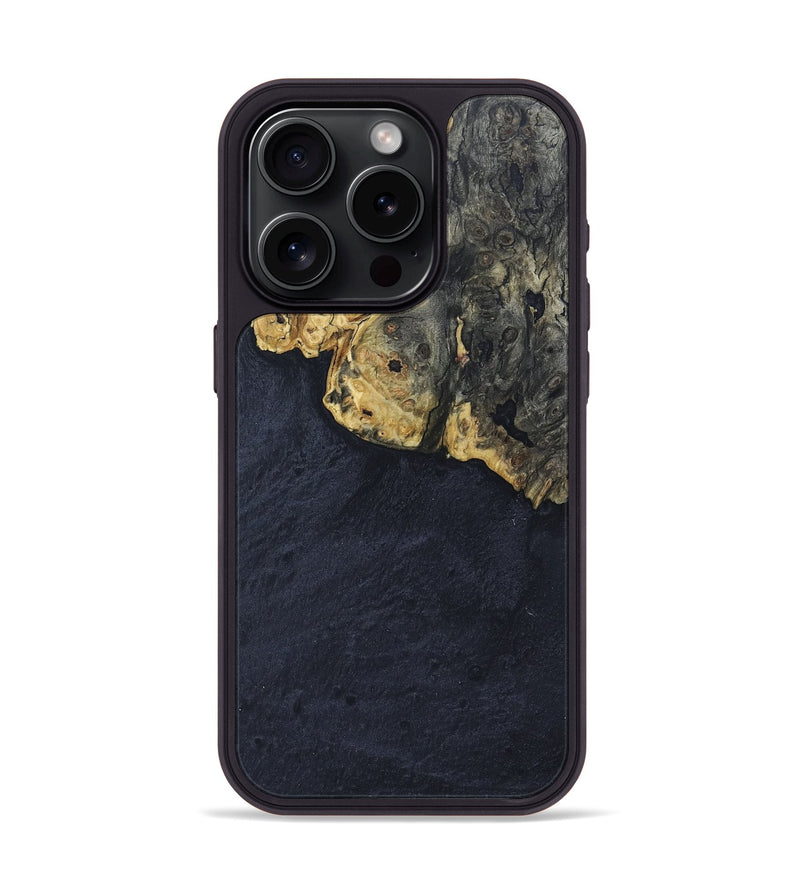 iPhone 15 Pro Wood+Resin Phone Case - Deanna (Pure Black, 680289)