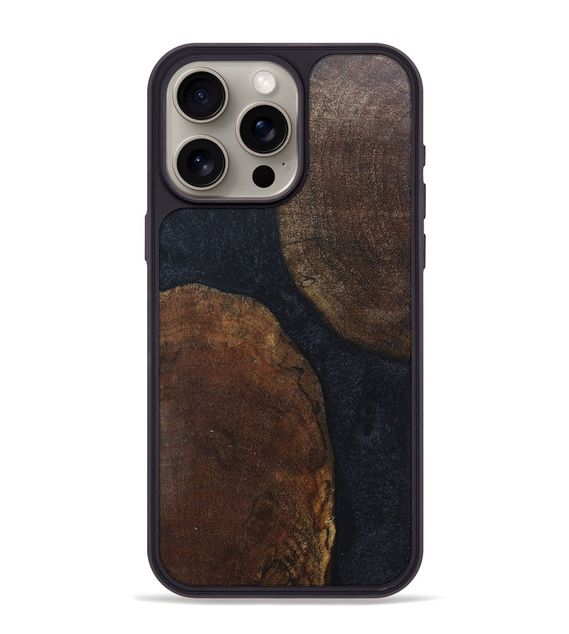 iPhone 15 Pro Max Wood+Resin Phone Case - Kaitlyn (Pure Black, 680292)