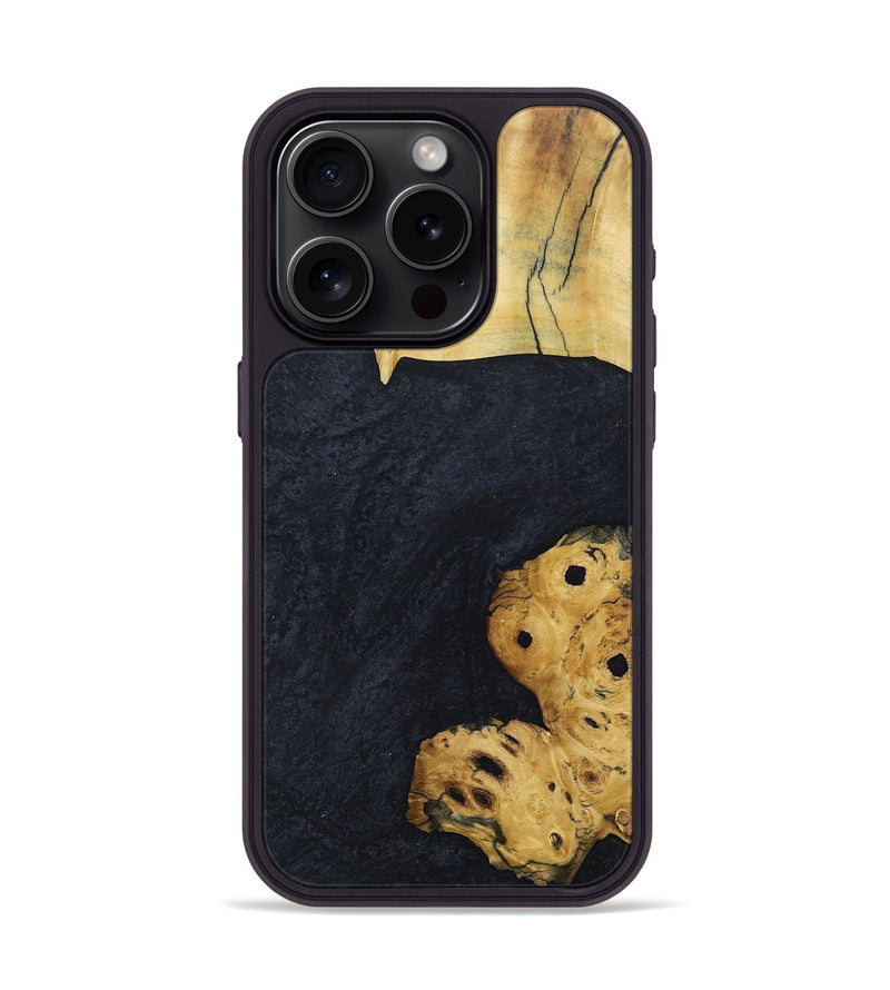 iPhone 15 Pro Wood+Resin Phone Case - Etta (Pure Black, 680298)