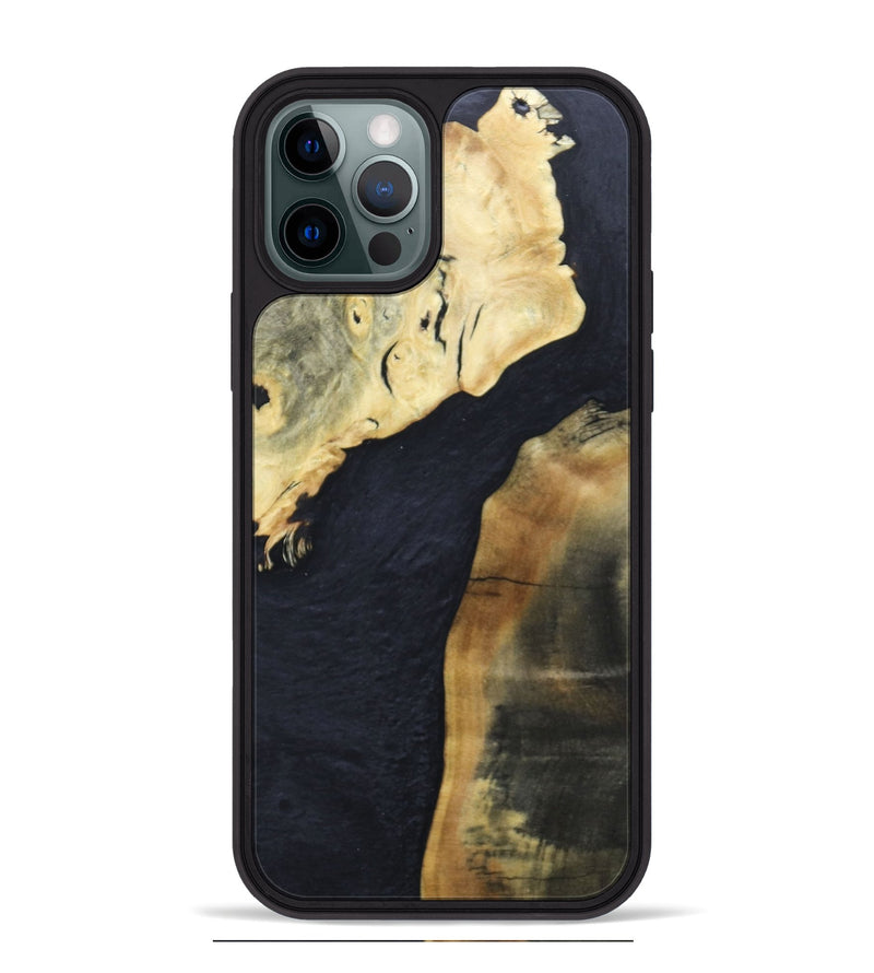 iPhone 12 Pro Max Wood+Resin Phone Case - Terrance (Pure Black, 680301)