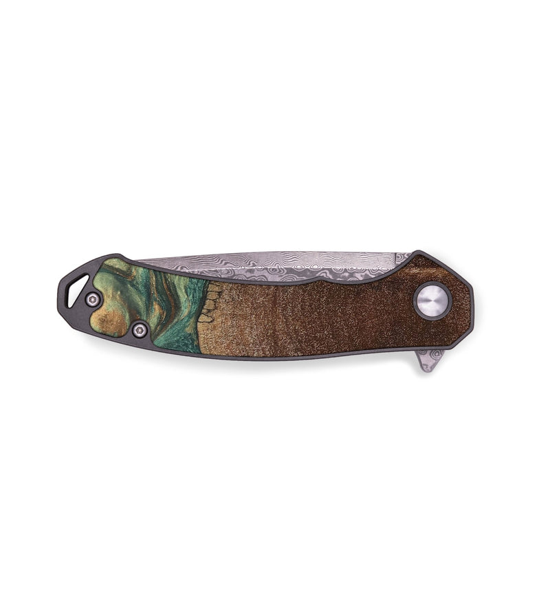 EDC Wood+Resin Pocket Knife - Mona (Green, 680328)