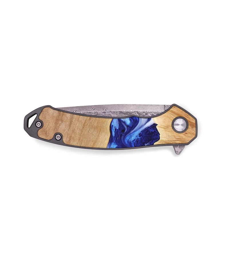 EDC Wood+Resin Pocket Knife - Robin (Blue, 680337)