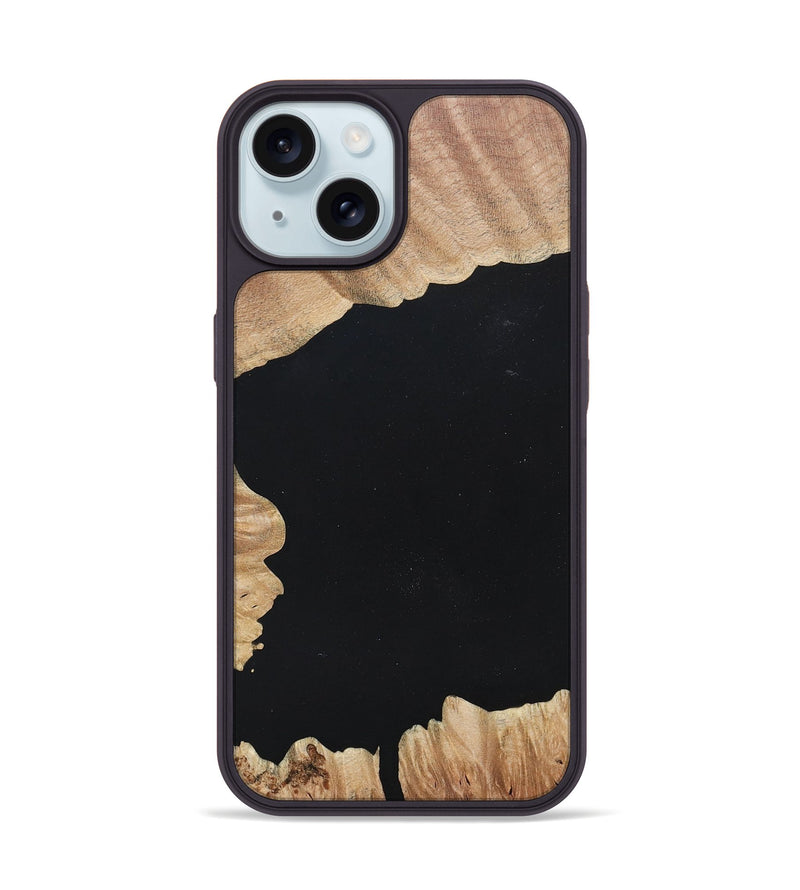 iPhone 15 Wood+Resin Phone Case - Joan (Pure Black, 680483)