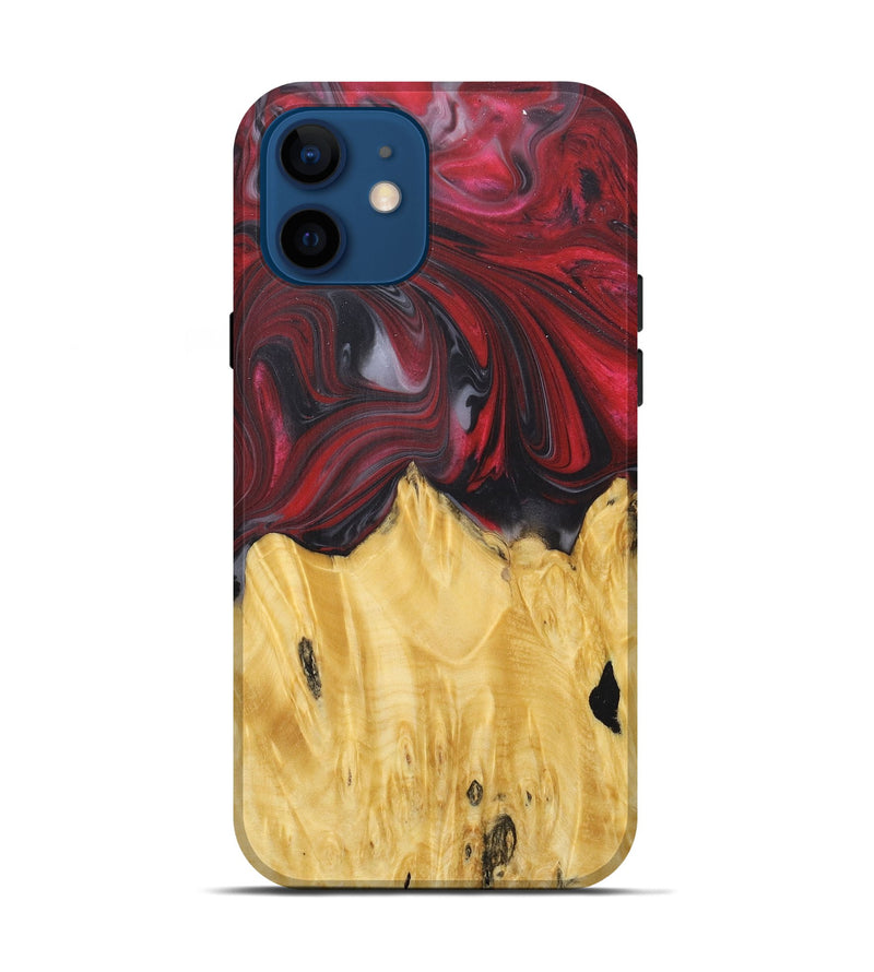 iPhone 12 Wood+Resin Live Edge Phone Case - Jasmin (Red, 680572)
