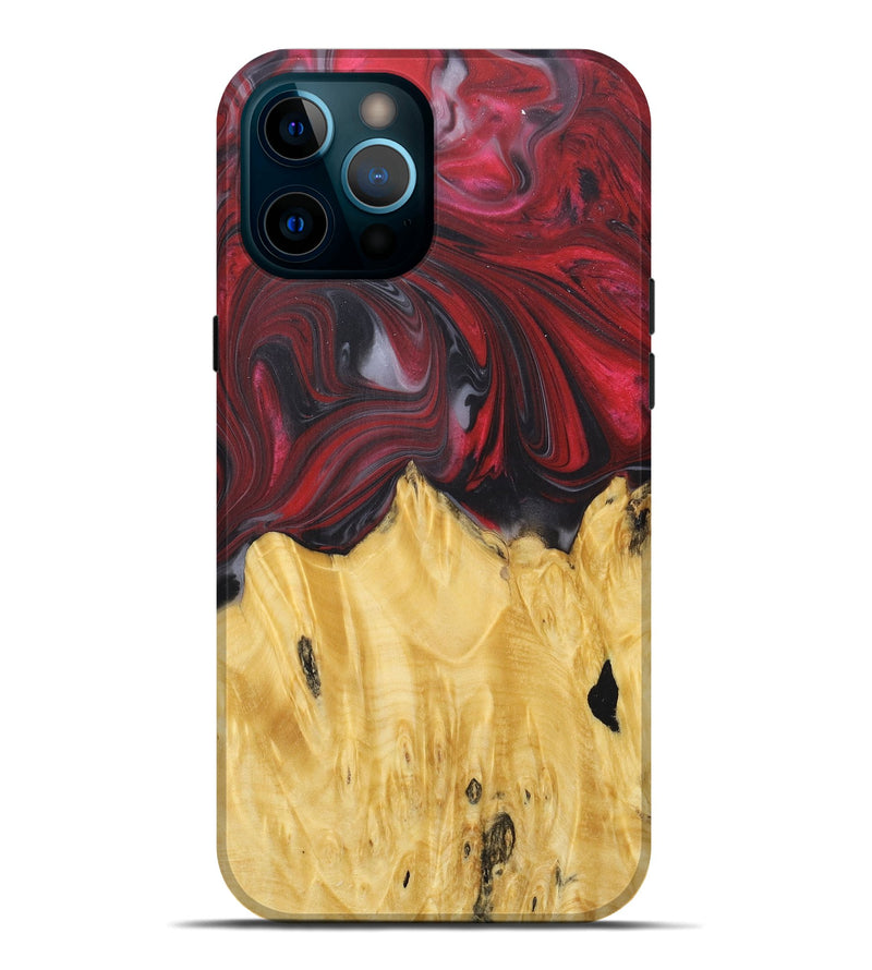 iPhone 12 Pro Max Wood+Resin Live Edge Phone Case - Jasmin (Red, 680572)