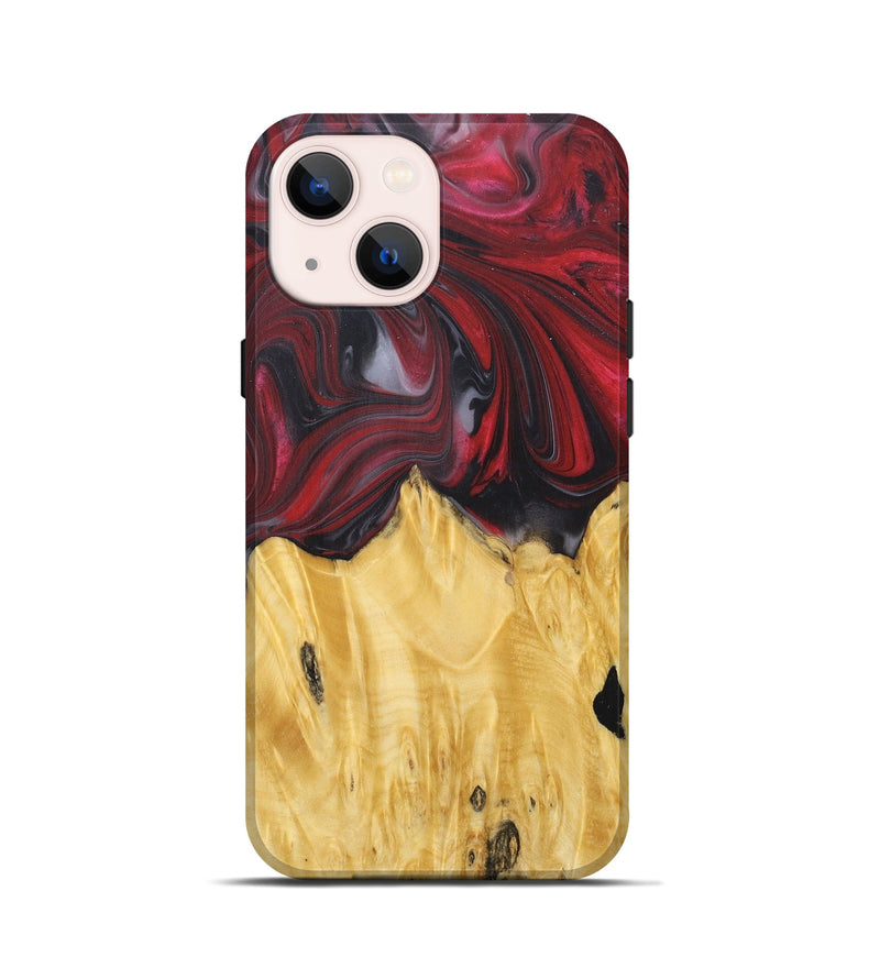 iPhone 13 mini Wood+Resin Live Edge Phone Case - Jasmin (Red, 680572)