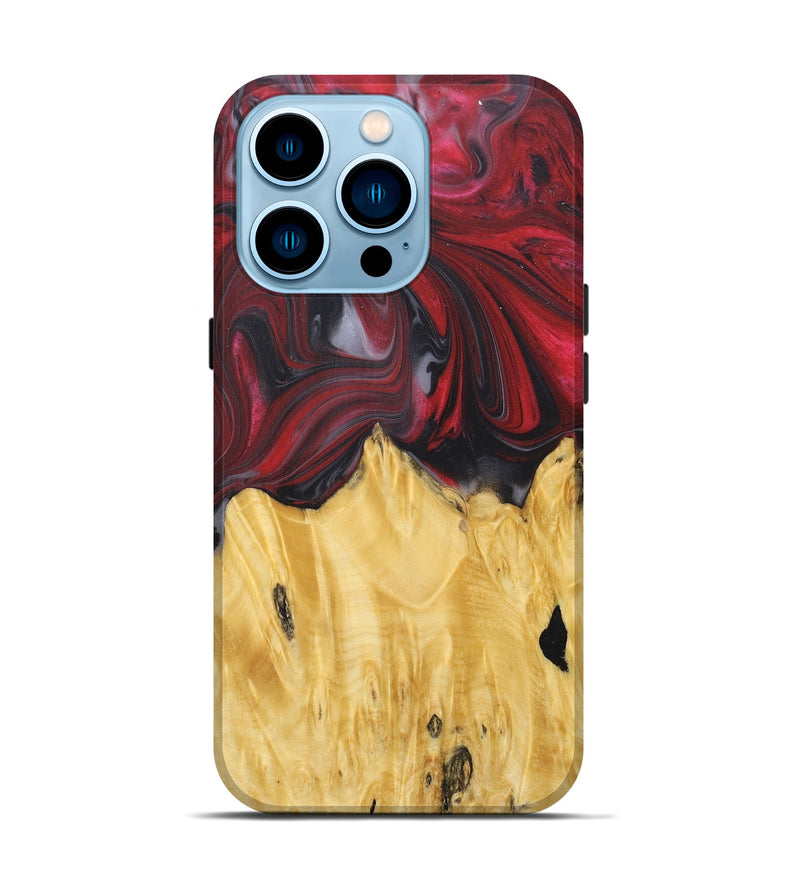 iPhone 14 Pro Wood+Resin Live Edge Phone Case - Jasmin (Red, 680572)