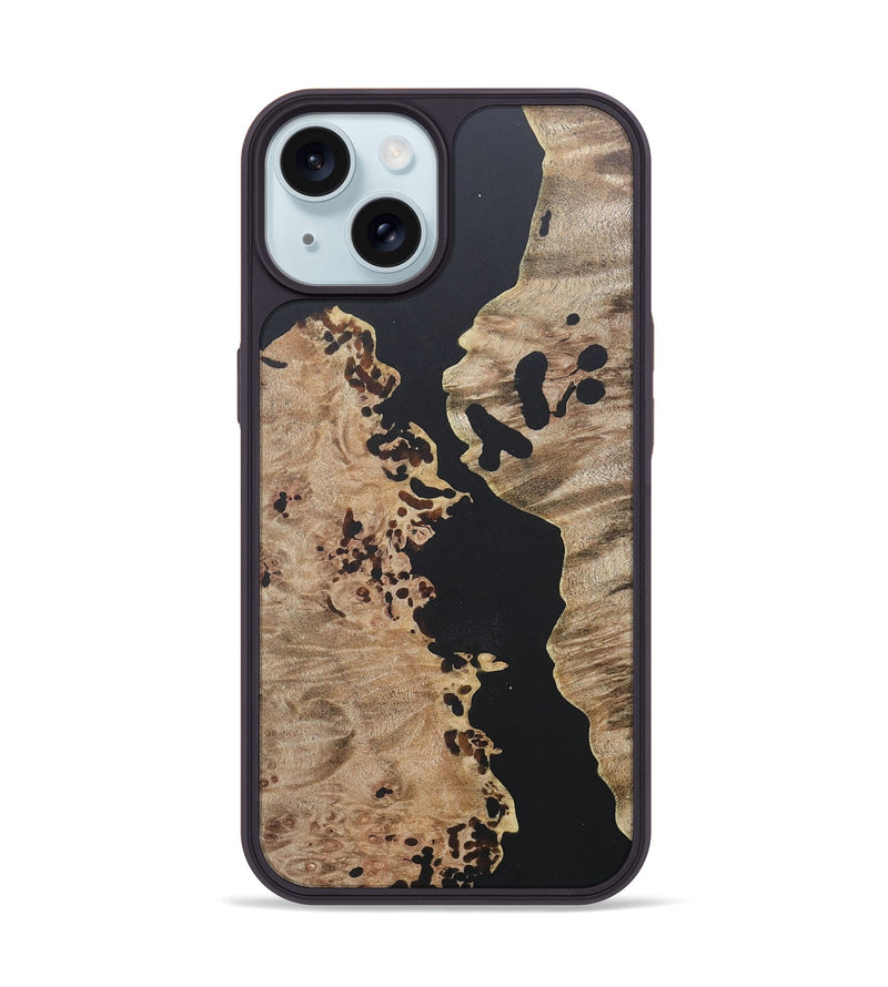 iPhone 15 Wood+Resin Phone Case - Isaiah (Pure Black, 680599)