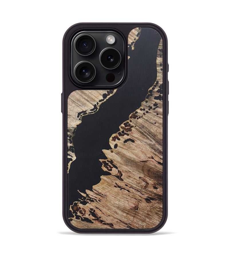 iPhone 15 Pro Wood+Resin Phone Case - Camille (Pure Black, 680601)