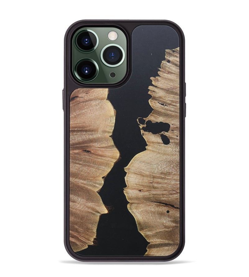 iPhone 13 Pro Max Wood+Resin Phone Case - Patricia (Pure Black, 680602)