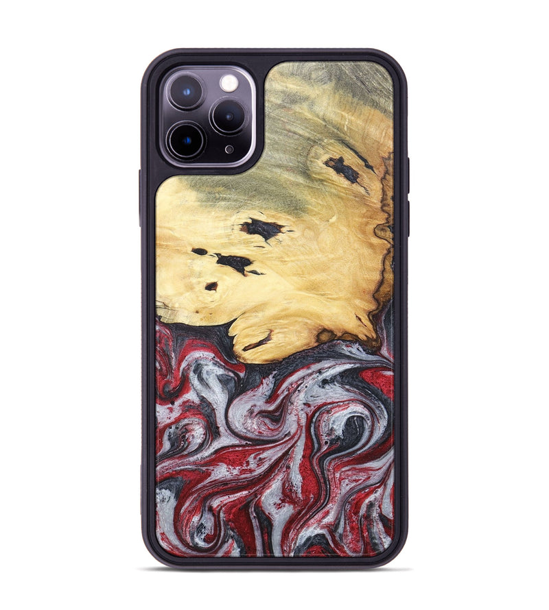 iPhone 11 Pro Max Wood+Resin Phone Case - Cathleen (Red, 680624)