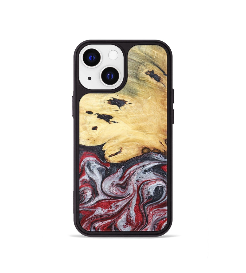 iPhone 13 mini Wood+Resin Phone Case - Cathleen (Red, 680624)