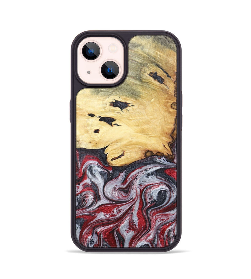 iPhone 14 Wood+Resin Phone Case - Cathleen (Red, 680624)