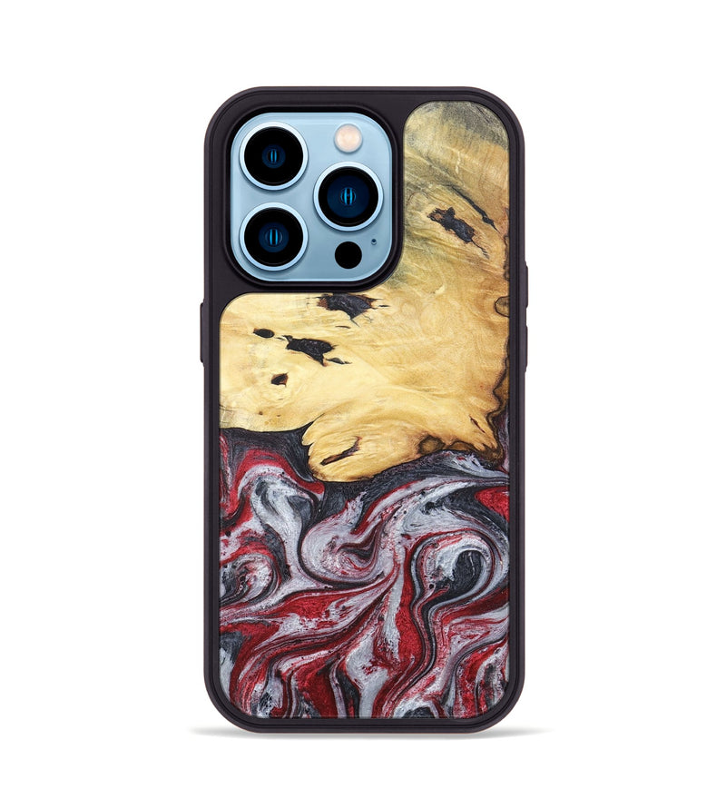 iPhone 14 Pro Wood+Resin Phone Case - Cathleen (Red, 680624)