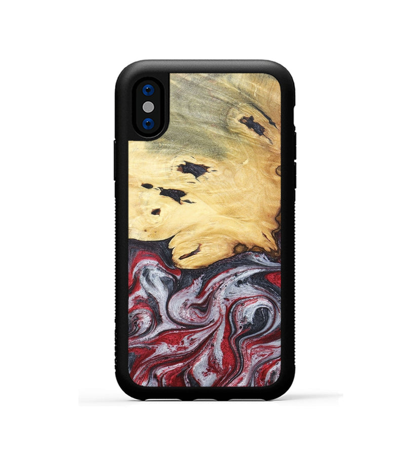 iPhone Xs Wood+Resin Phone Case - Cathleen (Red, 680624)