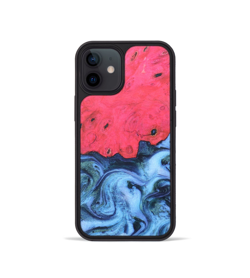 iPhone 12 mini Wood+Resin Phone Case - Nicolas (Blue, 680727)