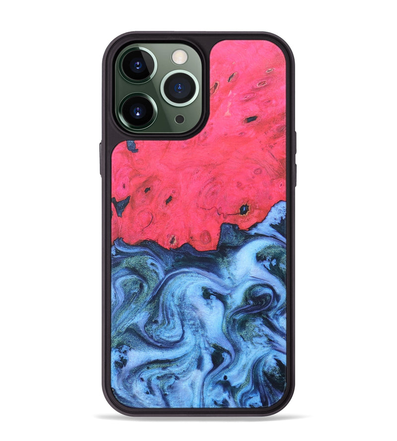 iPhone 13 Pro Max Wood+Resin Phone Case - Nicolas (Blue, 680727)
