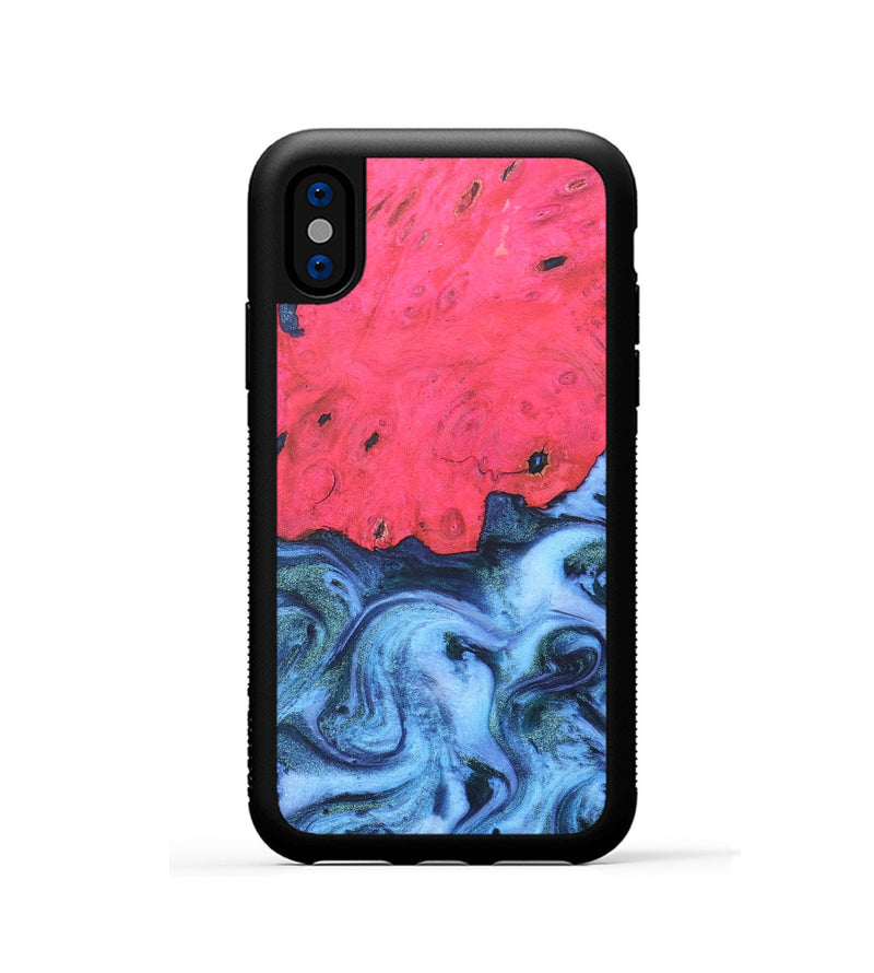 iPhone Xs Wood+Resin Phone Case - Nicolas (Blue, 680727)