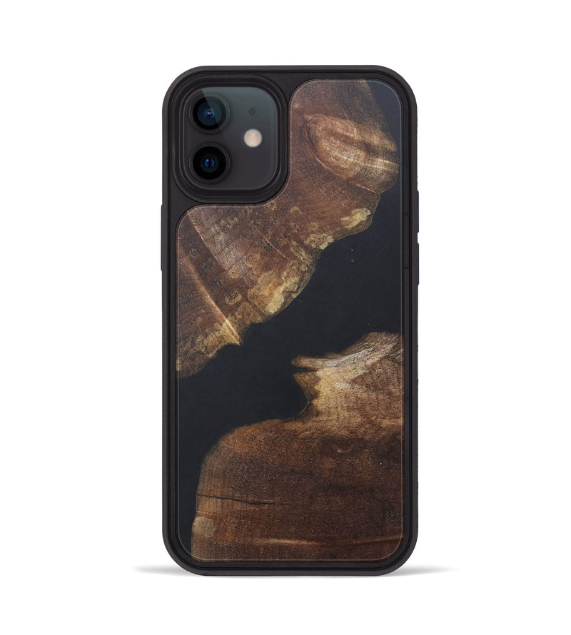iPhone 12 Wood+Resin Phone Case - Miley (Pure Black, 680797)