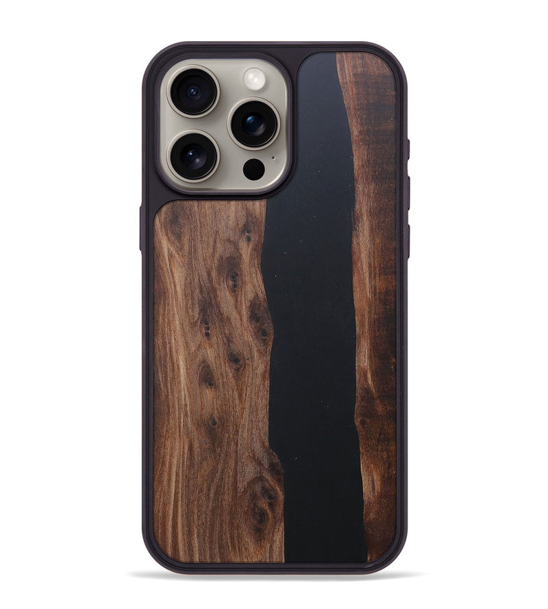 iPhone 15 Pro Max Wood+Resin Phone Case - Corinne (Pure Black, 680799)