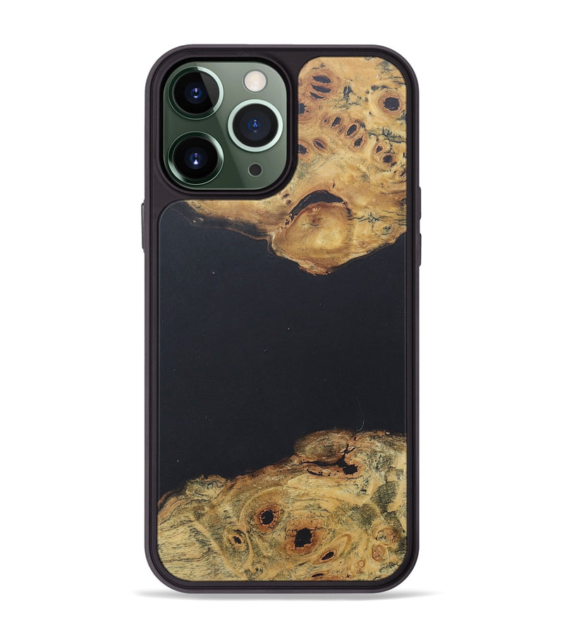iPhone 13 Pro Max Wood+Resin Phone Case - Carole (Pure Black, 680809)