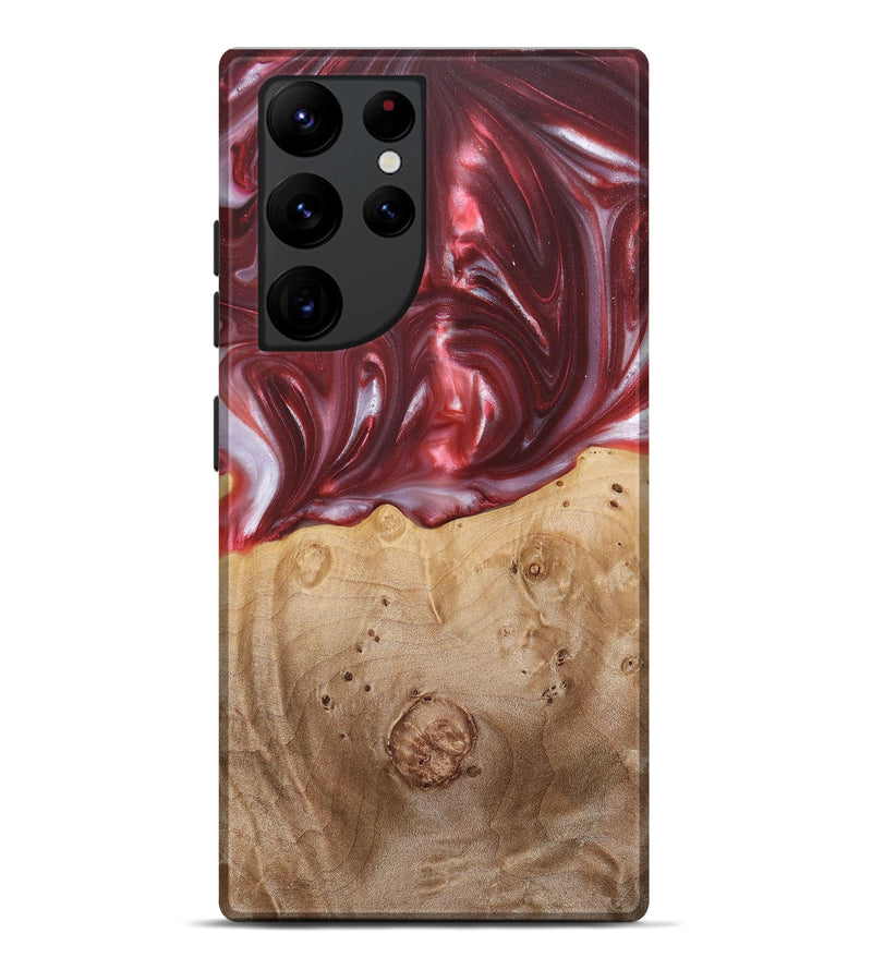 Galaxy S22 Ultra Wood+Resin Live Edge Phone Case - Bradley (Red, 680856)