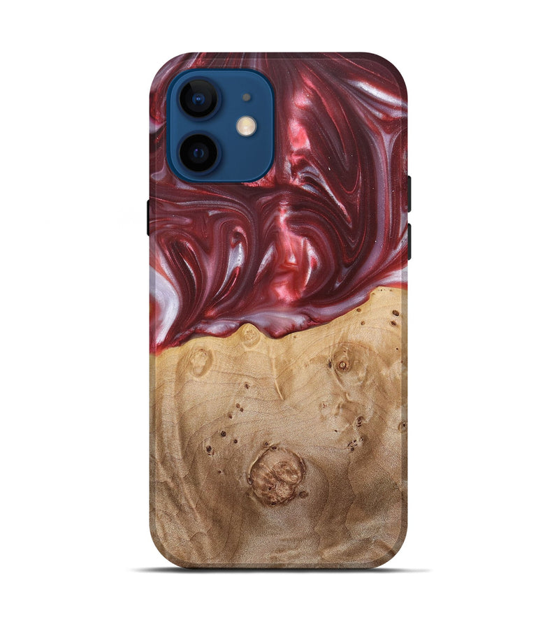iPhone 12 Wood+Resin Live Edge Phone Case - Bradley (Red, 680856)