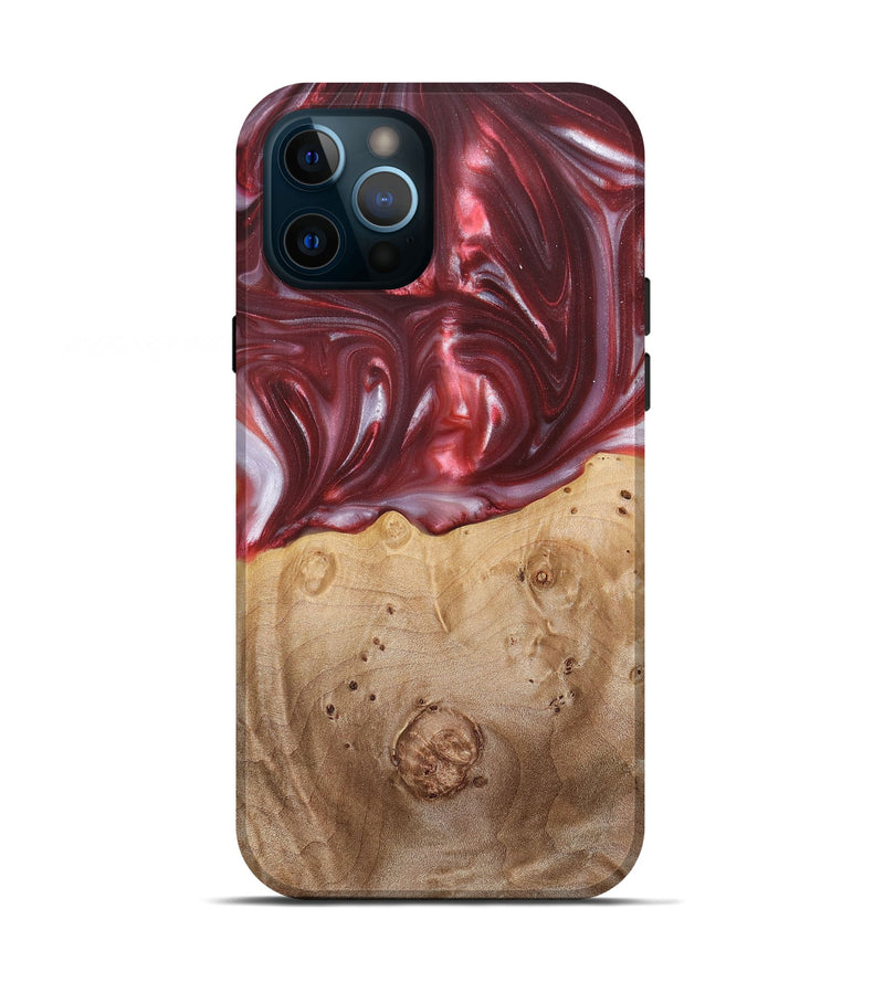 iPhone 12 Pro Wood+Resin Live Edge Phone Case - Bradley (Red, 680856)