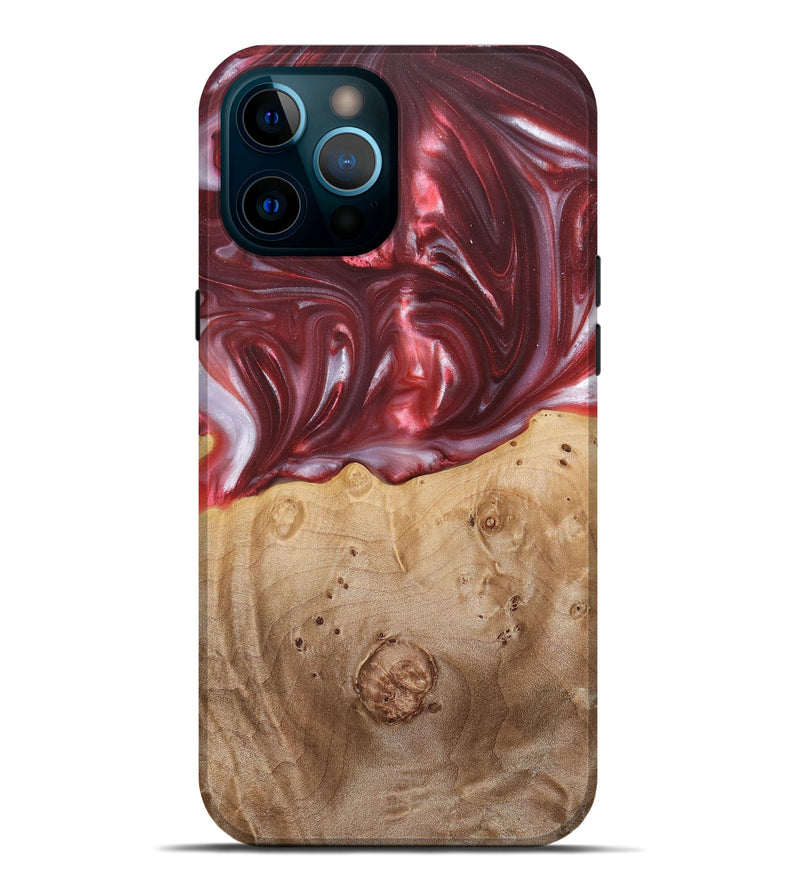 iPhone 12 Pro Max Wood+Resin Live Edge Phone Case - Bradley (Red, 680856)