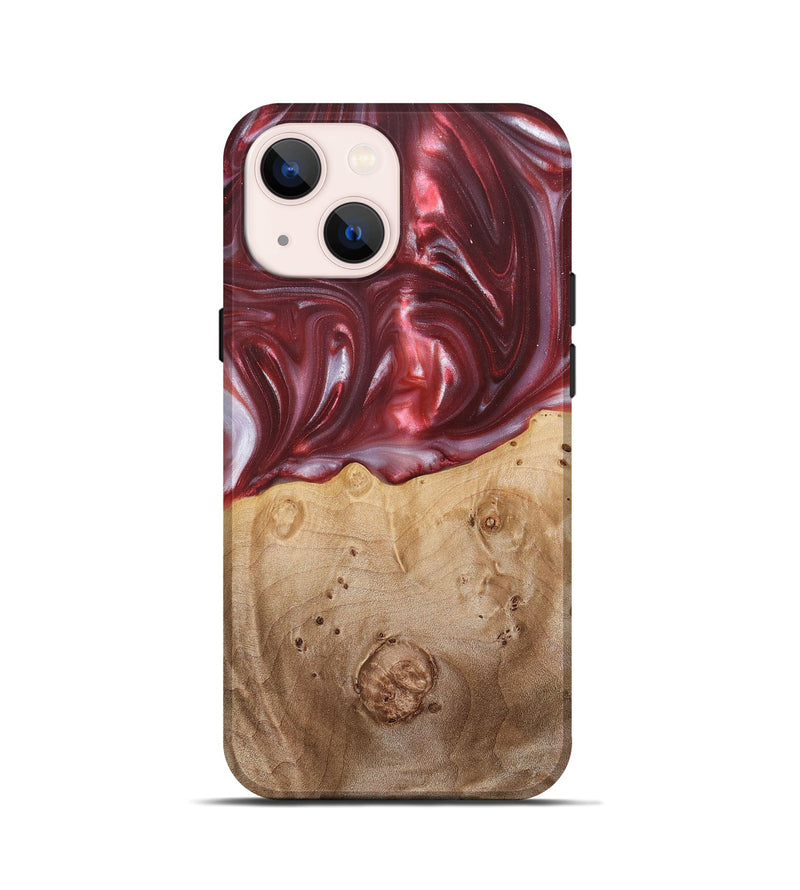 iPhone 13 mini Wood+Resin Live Edge Phone Case - Bradley (Red, 680856)