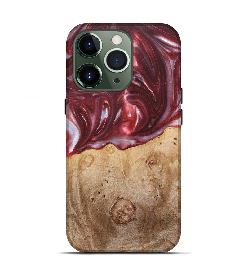 iPhone 13 Pro Wood+Resin Live Edge Phone Case - Bradley (Red, 680856)