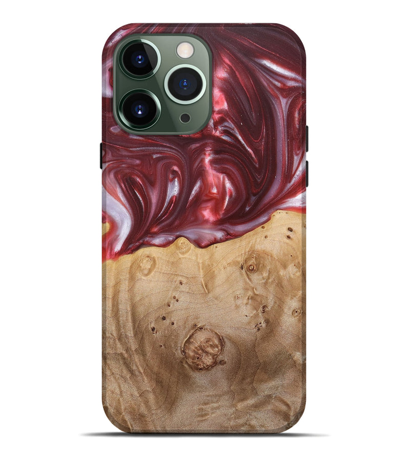 iPhone 13 Pro Max Wood+Resin Live Edge Phone Case - Bradley (Red, 680856)
