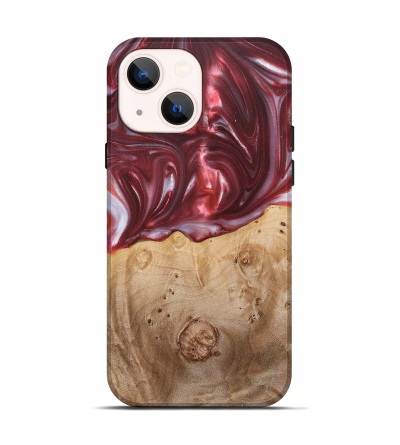 iPhone 14 Wood+Resin Live Edge Phone Case - Bradley (Red, 680856)