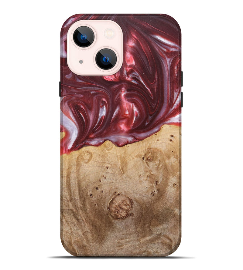 iPhone 14 Plus Wood+Resin Live Edge Phone Case - Bradley (Red, 680856)