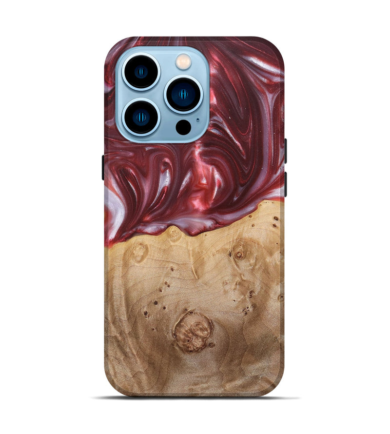 iPhone 14 Pro Wood+Resin Live Edge Phone Case - Bradley (Red, 680856)