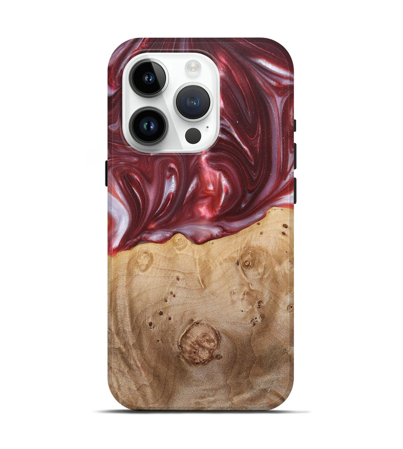 iPhone 15 Pro Wood+Resin Live Edge Phone Case - Bradley (Red, 680856)
