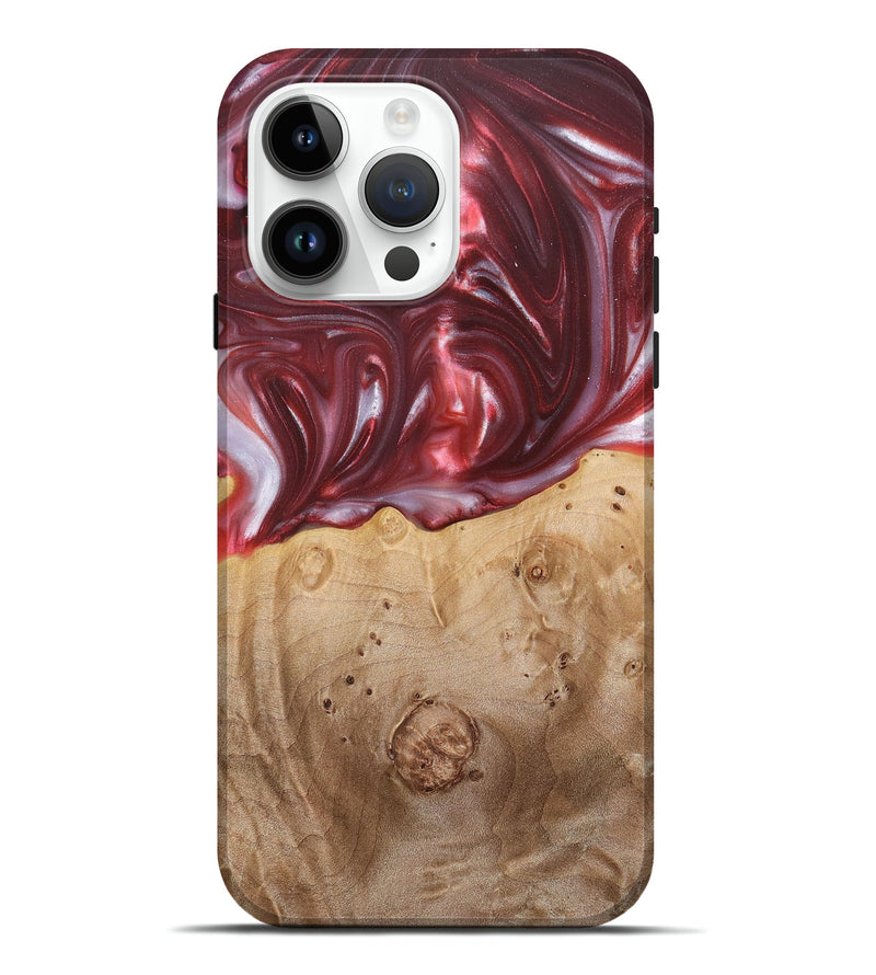 iPhone 15 Pro Max Wood+Resin Live Edge Phone Case - Bradley (Red, 680856)