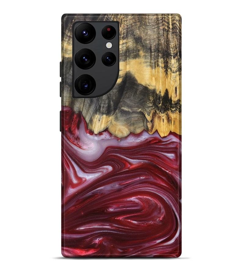 Galaxy S22 Ultra Wood+Resin Live Edge Phone Case - Margaret (Red, 680857)