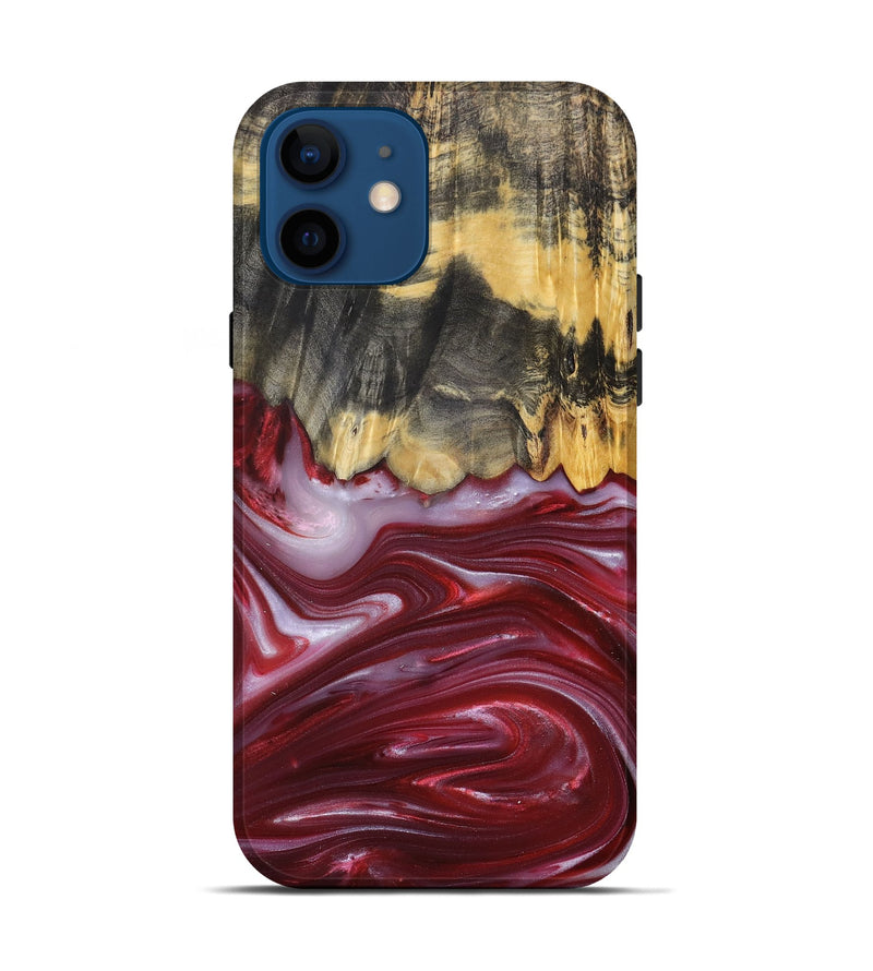 iPhone 12 Wood+Resin Live Edge Phone Case - Margaret (Red, 680857)