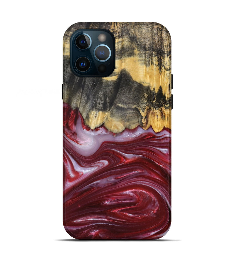 iPhone 12 Pro Wood+Resin Live Edge Phone Case - Margaret (Red, 680857)