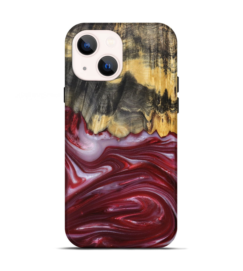 iPhone 13 Wood+Resin Live Edge Phone Case - Margaret (Red, 680857)