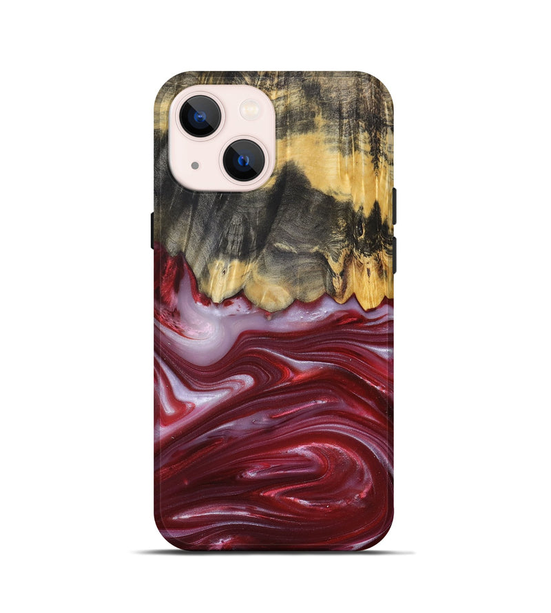 iPhone 13 mini Wood+Resin Live Edge Phone Case - Margaret (Red, 680857)
