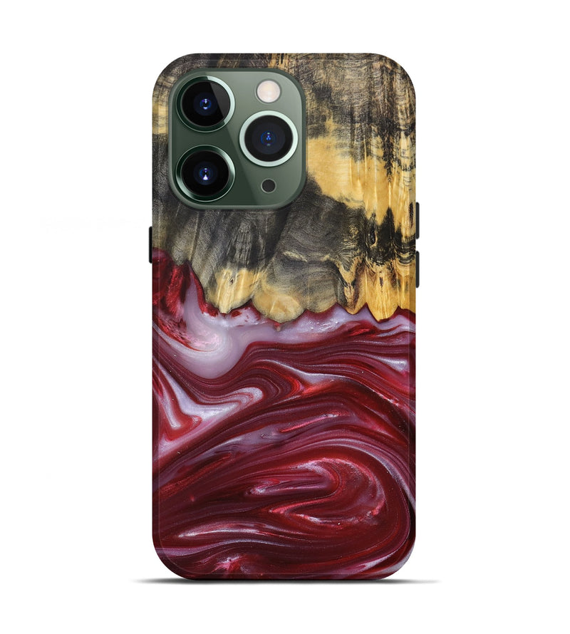 iPhone 13 Pro Wood+Resin Live Edge Phone Case - Margaret (Red, 680857)