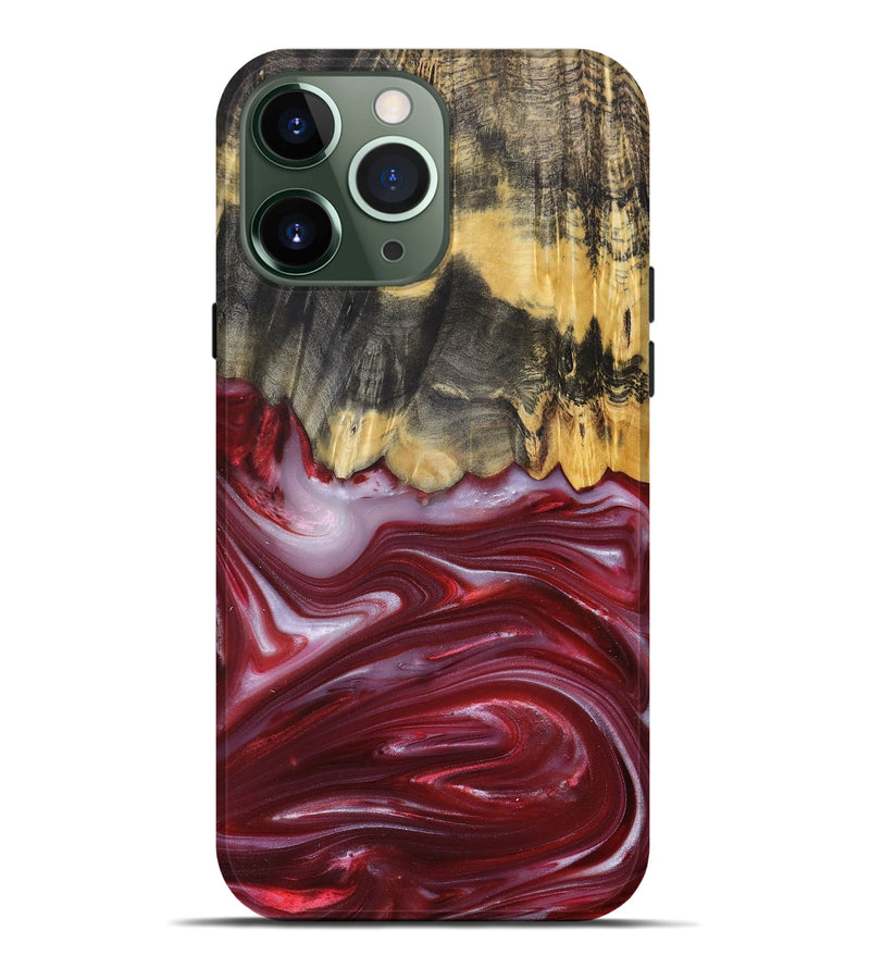 iPhone 13 Pro Max Wood+Resin Live Edge Phone Case - Margaret (Red, 680857)