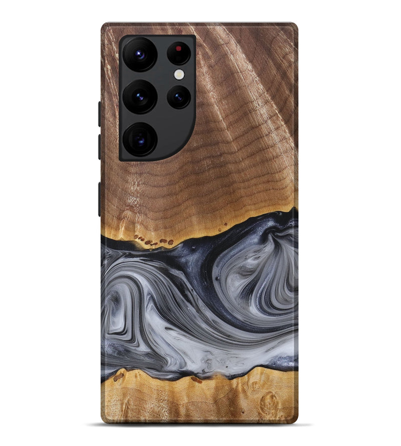 Galaxy S22 Ultra Wood+Resin Live Edge Phone Case - Delbert (Black & White, 680863)