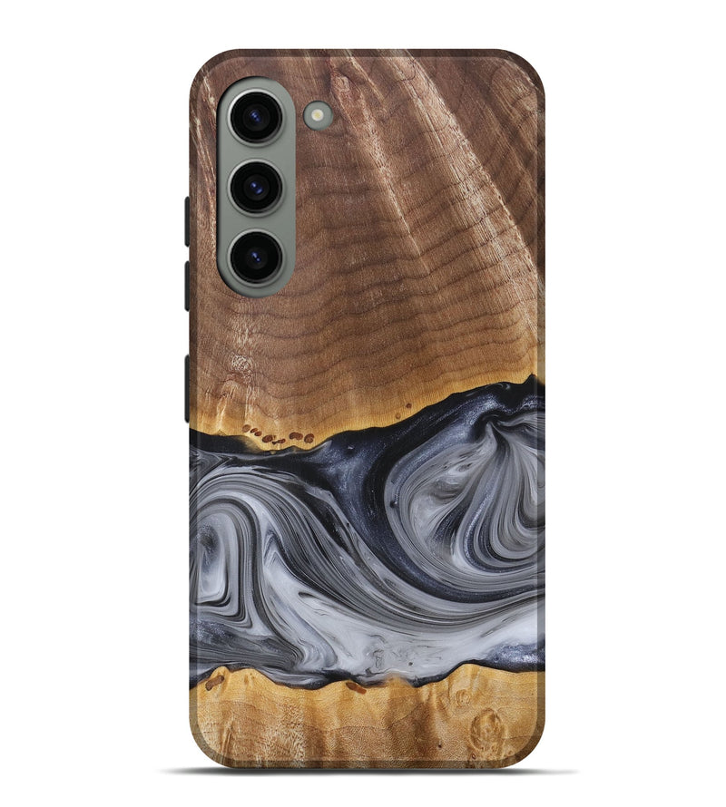 Galaxy S23 Plus Wood+Resin Live Edge Phone Case - Delbert (Black & White, 680863)