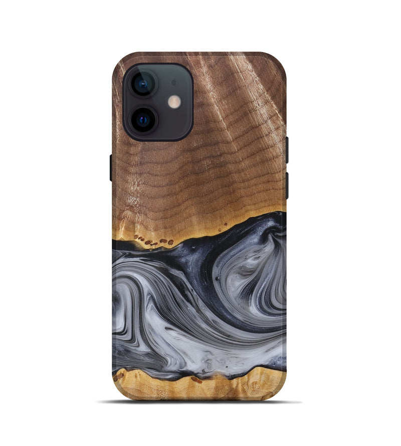 iPhone 12 mini Wood+Resin Live Edge Phone Case - Delbert (Black & White, 680863)