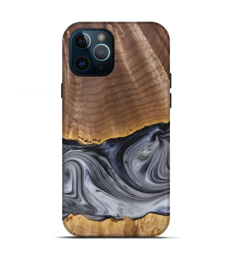 iPhone 12 Pro Wood+Resin Live Edge Phone Case - Delbert (Black & White, 680863)