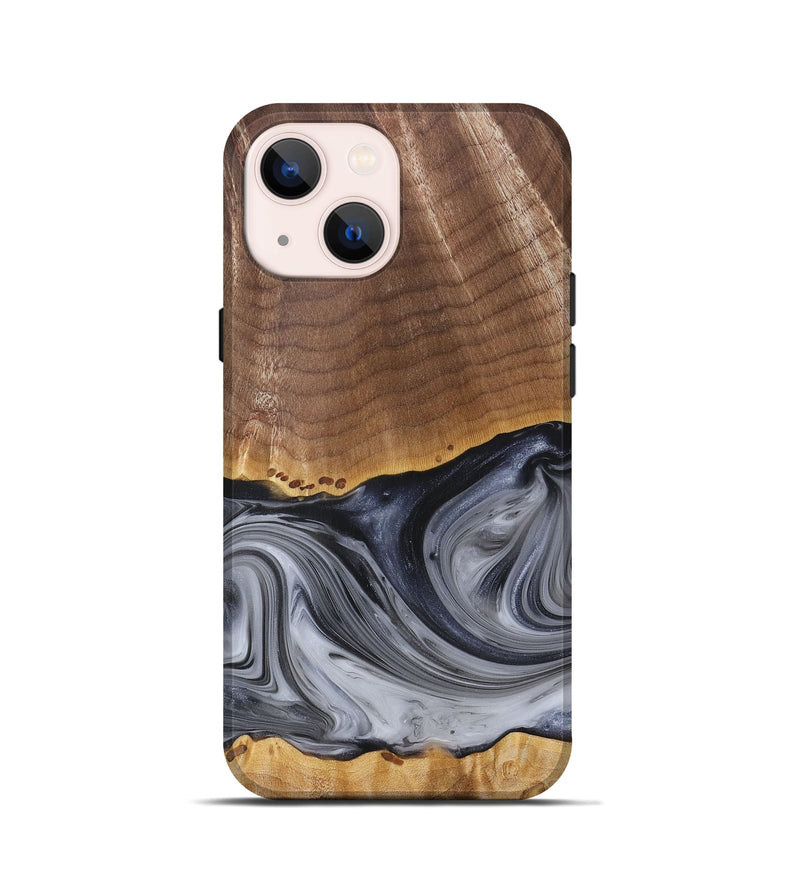iPhone 13 mini Wood+Resin Live Edge Phone Case - Delbert (Black & White, 680863)